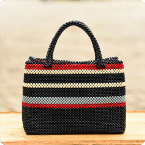 Dwakrom Red And Black Beaded Bag