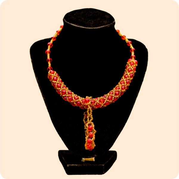 Red And Yelllow Beaded Necklace