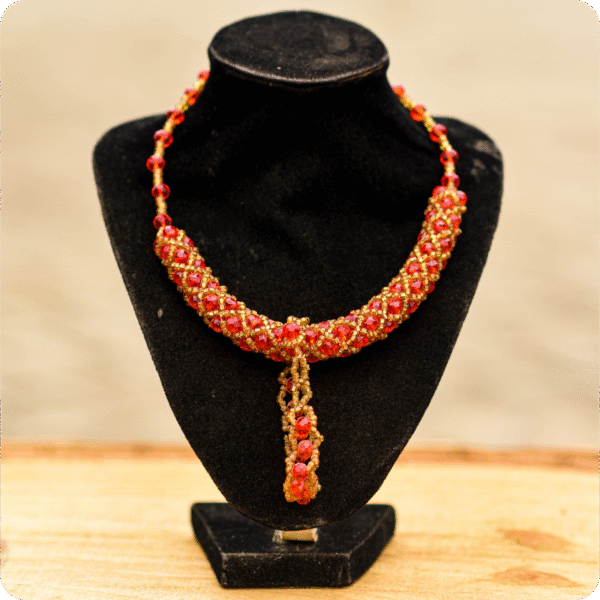 Red And Yelllow Beaded Necklace Mian