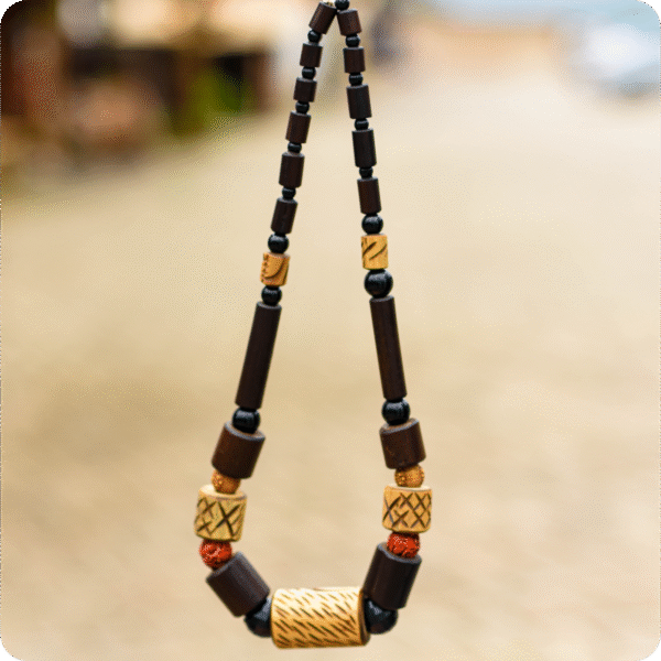 Single Black And Yellow Beaded Necklace - Image 2