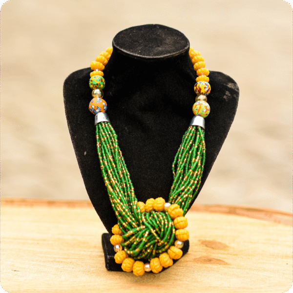 Yellow And Green Beaded Necklace Main