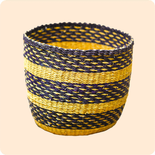 Bolga Multi Colored Dustbin Basket