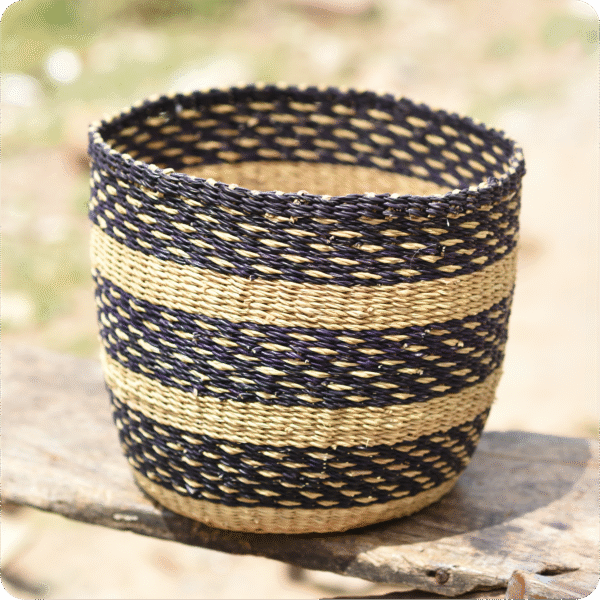 Bolga Multi Colored Dustbin Basket - Image 2