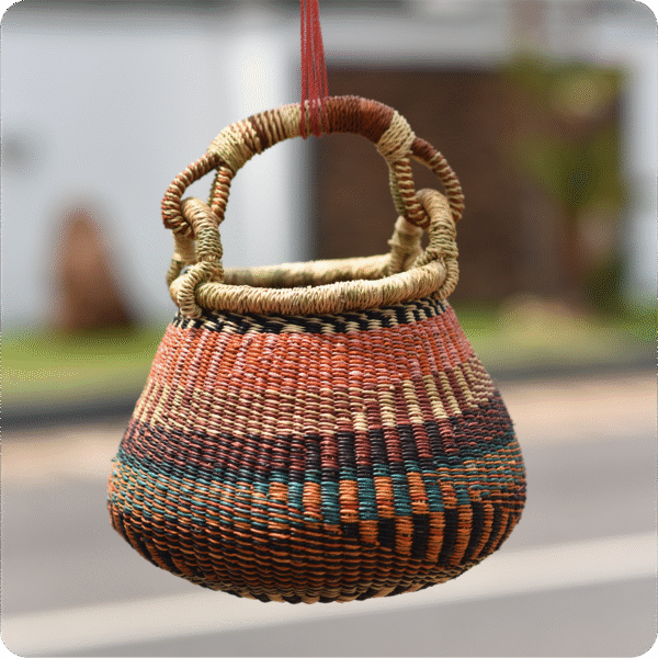 Dwakrom Bolga Multi Colored Pot Basket - Image 2