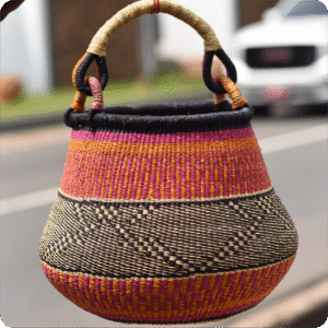 Bolga Multi Colored Pot Basket