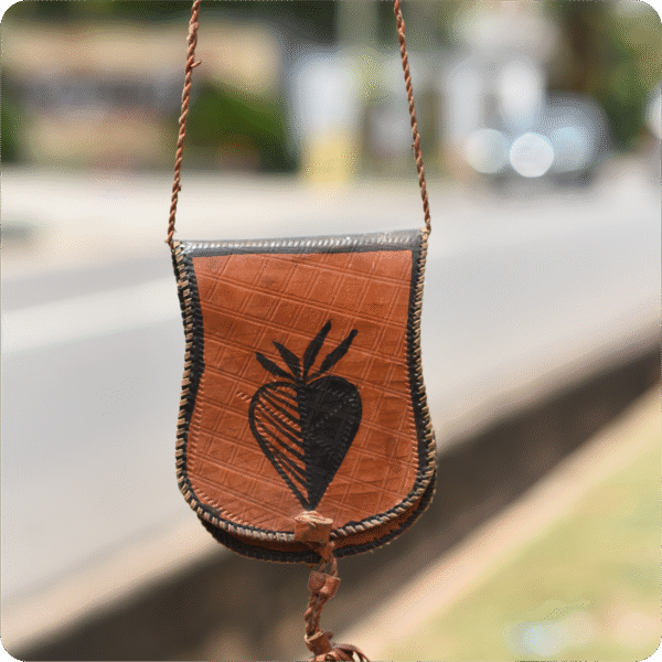Dwakrom Brown Leather Hand Bag Main Fruit Design