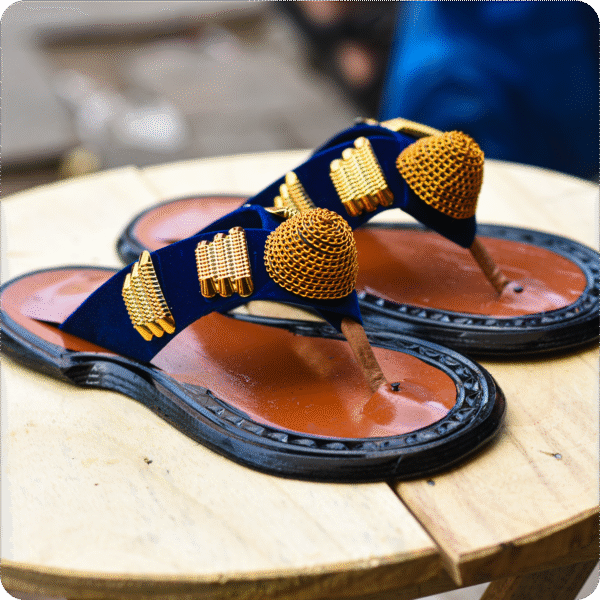 Men Ahenema Slippers with Black and Gold Slippers - Image 2