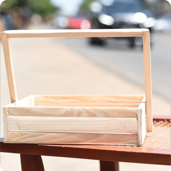 Wooden Hamper Basket With Hand - Image 2